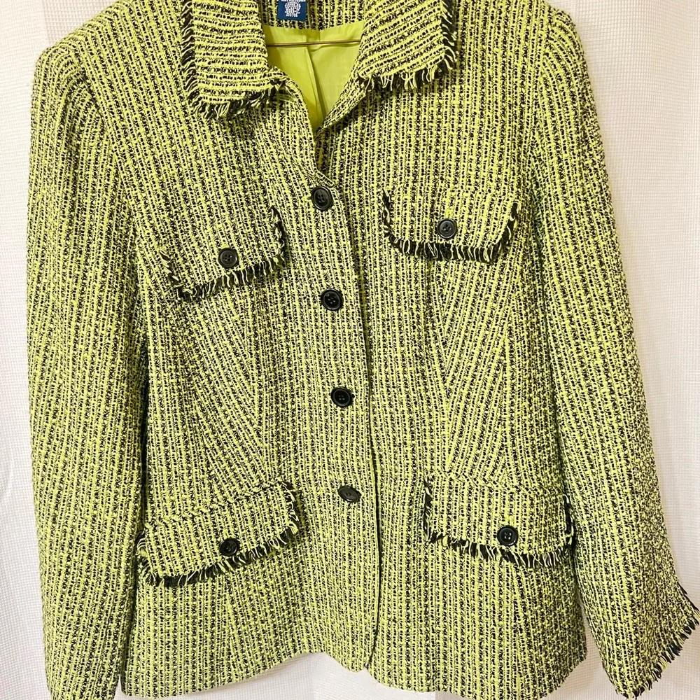 Evan Picone Green and Black Tweed Blazer Jacket
